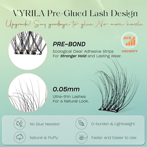 VYRILA Self-Adhesive Lash Clusters 120pcs Pre-Glued 3D