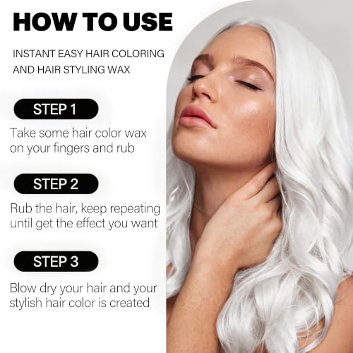 EFLY White Hair Color Wax - Washable Temporary Hair Dye for Kids & Adults, 4.23 oz
