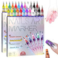 2 Set 12 Colors Nail Art Pens Set - Professional Nail Markers for 3D, Dotting, Drawing & DIY