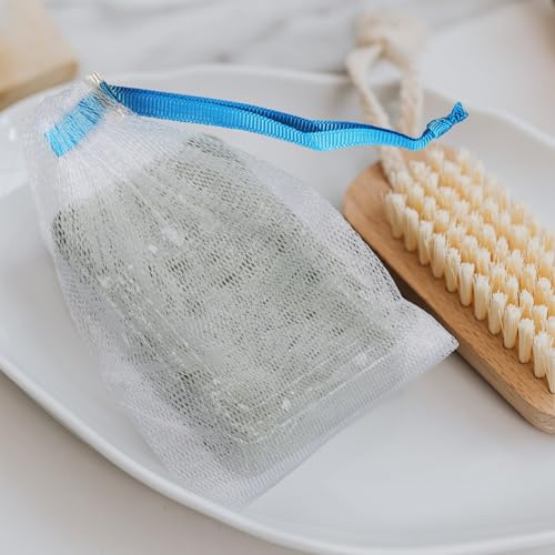 8Pcs Facial Cleansing Foaming Nets with Alloy Clips - Soap Mesh Bags