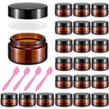 Honeydak 24 Pack 0.7oz Amber Glass Jars with Airtight Lids