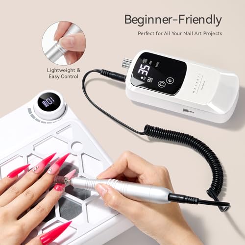 Makartt Rechargeable Nail Drill Kit - 35,000 RPM, Cordless, LED Display