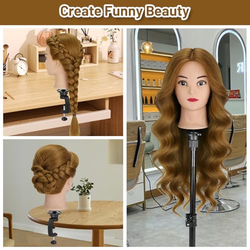 26" Real Hair Mannequin Head for Hairdressing Training