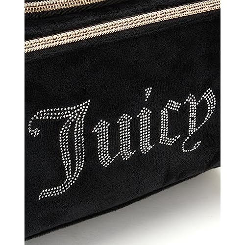 Juicy Couture Black Makeup Bag Cosmetics Organizer Travel Essentials Hanging Duffel Velour Rhinestones