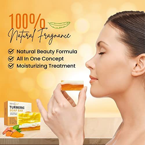 Organic Turmeric Soap Bar for Face & Body ? Pure Turmeric Soap Bar for Acne, Scars, Uneven Tone, Blemish Control, Sun Damage & Age Spots ? Handcrafted Skincare ? (Pack of 6)