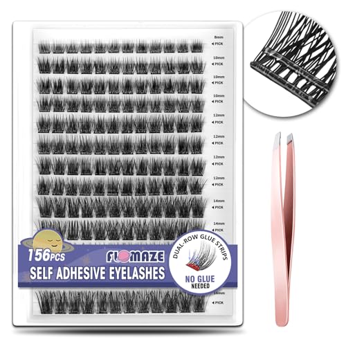 Self Adhesive Eyelash Clusters, 156 PCS Mixed 8-16mm