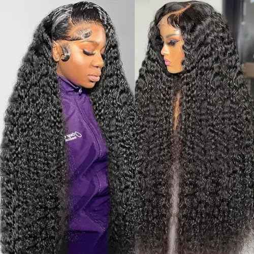 250 Density Deep Wave Lace Front Wigs Human Hair Curly Wig Wet and Wavy Lace Front Wigs Pre Plucked Frontal Wigs 20 Inch 100% Real Human Hair No Synthetic No Tangle No Shedding Triple Lifespan 3X