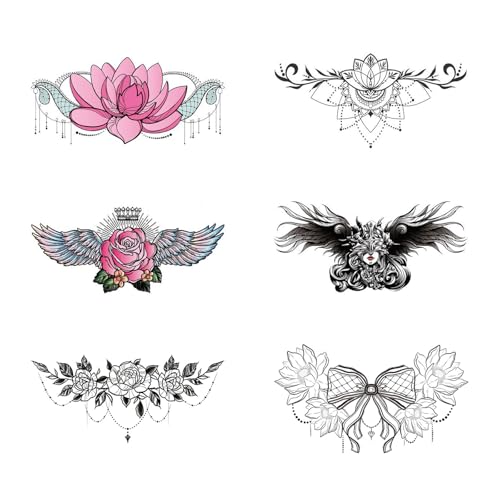 Temporary Neck Tattoos for Women 6 Pack - Realistic Fake Stickers