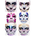 Skeleton Face Gems - 6 Pack Rhinestone Stickers for Halloween Makeup