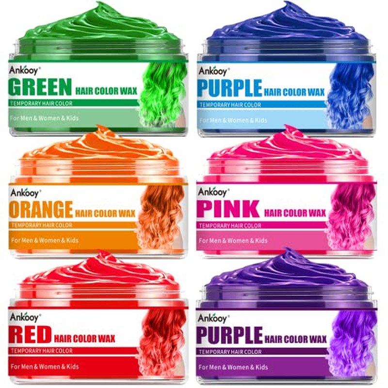 6 Colors Temporary Hair Wax – Safe, Washable Hair Dye for Kids & Adults