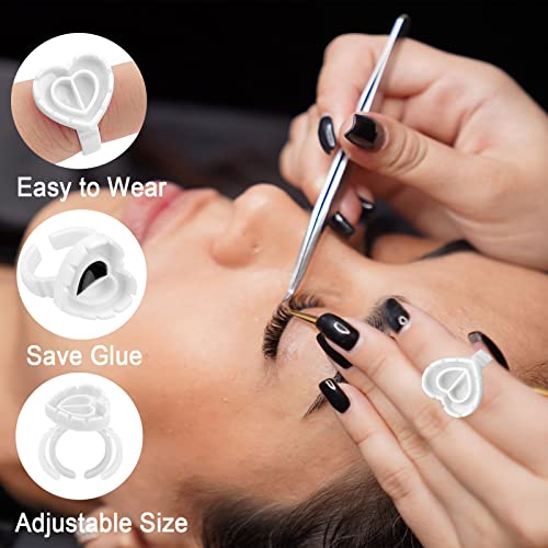 Blossom 300 PCS Heart Glue Cups for Lash Extension Supplies, Fan Fanning Eyelash Glue Holder, White