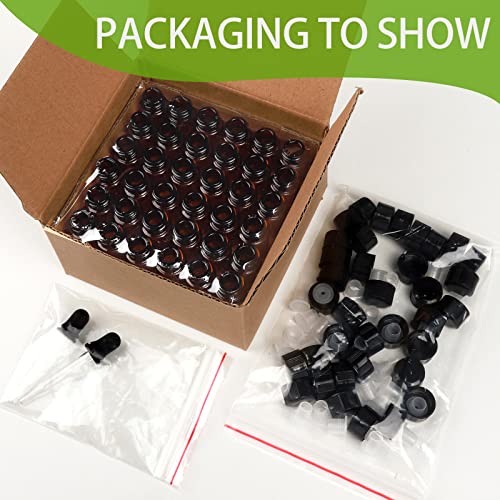 2ml Amber Glass Essential Oil Bottles 36-Pack with Droppers