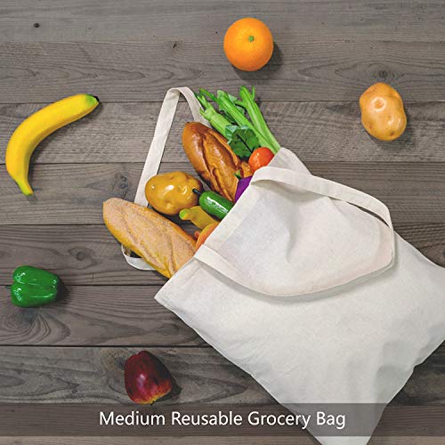 TOPDesign 12-Pack Economical 16"x15" Cotton Tote Bag, Lightweight Medium Reusable Grocery Shopping Cloth Bag, Suitable for DIY, Advertising, Promotion, Gift, Activity