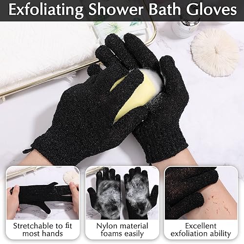 Anezus Exfoliating Bath Gloves & Back Scrubber Set