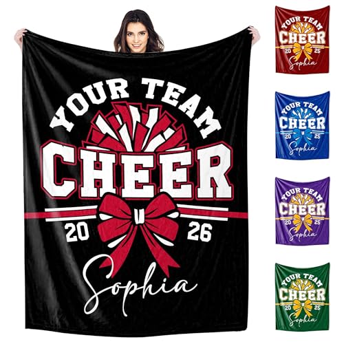Personalized Cheerleader Blanket with Name - Soft Flannel Throw