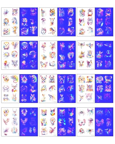 UV Reactive Fluorescent Animal Temporary Tattoos