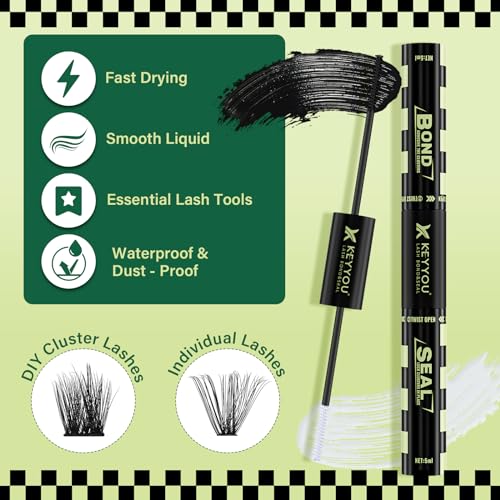 KEYYOU Lash Bond and Seal - 2-in-1 Latex-Free Glue, 10ml