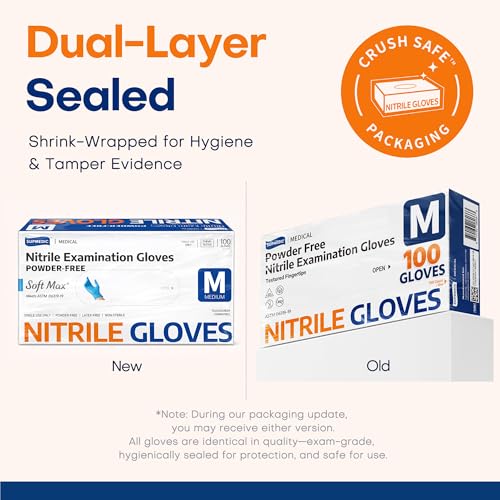 Supmedic Soft Max Nitrile Exam Gloves - 100 Count, Latex-Free & Food Safe