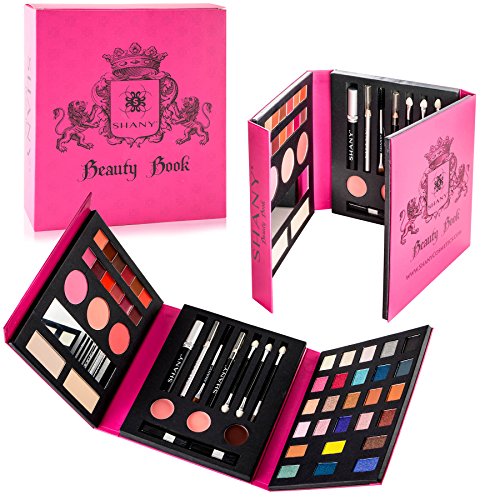 SHANY Beauty Book Makeup Kit All in one Travel Makeup Set - 35 Colors Eyeshadow, Eye brow, makeup blushes, powder palette,10 Lip Colors, Eyeliner pens & makeup Mirror - Holiday Makeup Gift Set