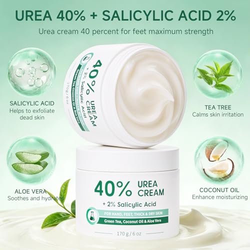 Urea Cream 40% for Feet - Cracked Heels & Callus Care 6oz