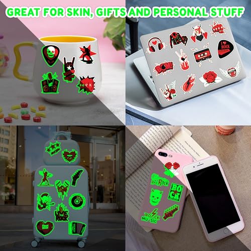 96 PCS Born to Rock and Roll Pre-Cut Luminous Glow in The Dark Temporary Tattoos for Kids | Super Cute Themed Birthday Party Favors Supplies Decorations, Music Fake Tattoos Gifts for Boys Girls