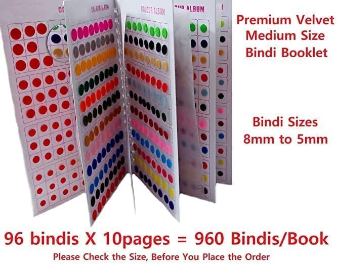 Velvet Bindi Stickers Booklet - 948 Multicolor Bindis with Mirror