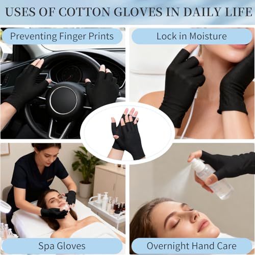 Fingerless Cotton Gloves for Eczema Relief - Moisturizing Therapy