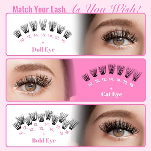 CALAILIS Lash Clusters Wispy 3D Fluffy Cluster Eyelash Extensions 144Pcs Multi-Layered Natural DIY Eyelash Clusters Soft and Reusable Volume Individual Cluster Lashes (10, 10-16MIX)