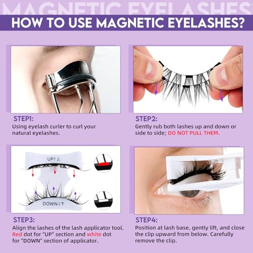 Magnetic Eyelashes with Applicator - Reusable, Glue-Free, Natural Look