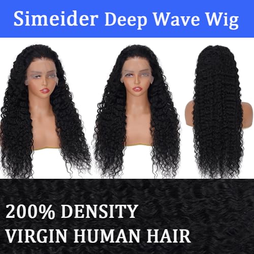 Simeider 30 Inch Deep Wave Lace Front Wig Human Hair 13x6