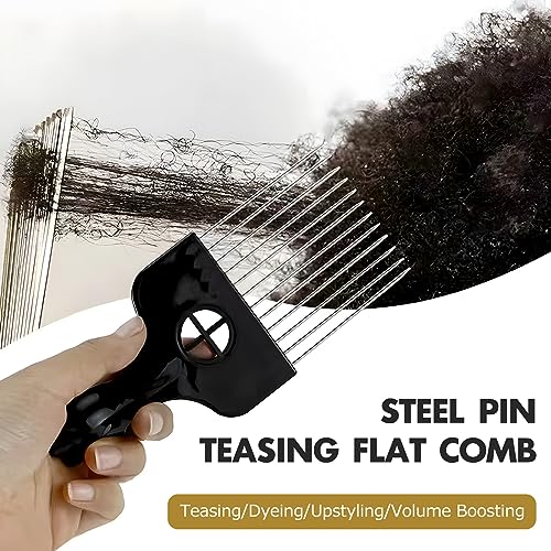 3-Piece Stainless Steel Afro Hair Pick Set with Fist Design for Natural Curly Hair
