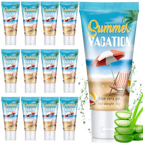 Dansib 6 Pcs Mini Aloe Vera Gel Travel Size Bulk for Summer Vacation Party 1oz After Sun Aloe Vera Gel Sunburn Relief Hydrating Face Body Moisturizer Cream for Gifts Summer Party Supplies