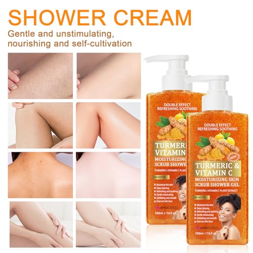 Turmeric Vitamin C Body Scrub Exfoliating Shower Gel, 2-Pack 16.9 fl oz