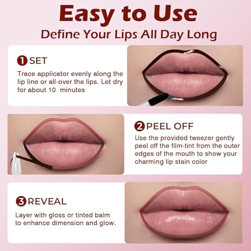 Waterproof Peel Off Lip Liner Stain - Long Lasting Matte
