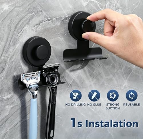 Adhesive Shower Hooks - Extra Sticky Razor Holder, 2-Pack