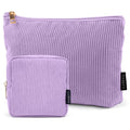 MAGEFY Corduroy Makeup Bag Set 2-Pack - Mini Pouches Purple