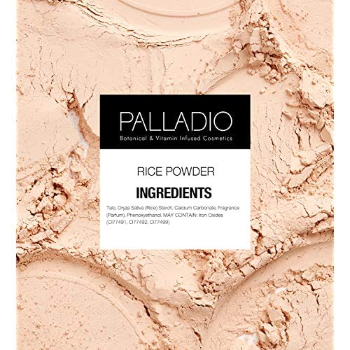 Palladio Rice Powder, Natural, Loose Setting Powder, Absorbs Oil, Leaves Face Looking and Feeling Smooth, Helps Makeup Last Longer For a Flawless, Fresh Look