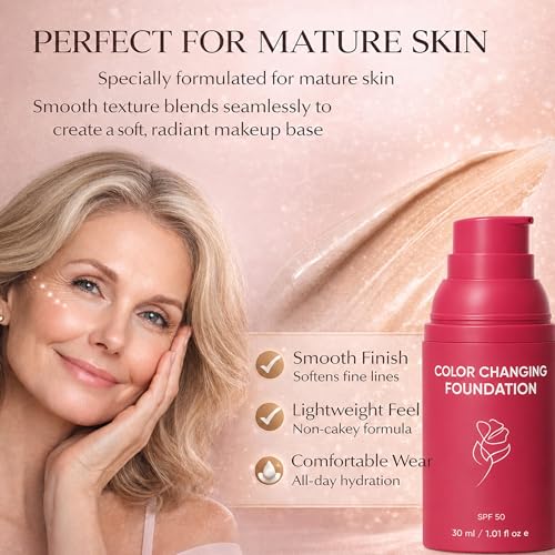 Korean Color Changing Foundation for Mature Skin, SPF 50, 30ML