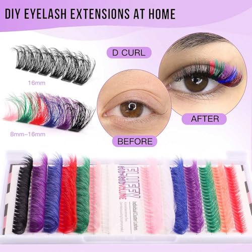 Uranian Colored Lash Clusters 280pcs DIY Extensions 8-16mm