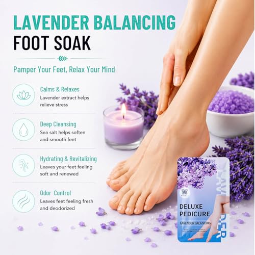 LUIFAC Lavender Epsom & Sea Salt Foot Soak 12 Pack for Spa Pedicure