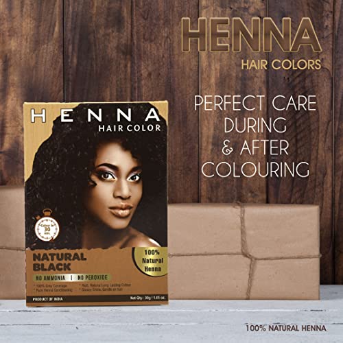 Henna Hair Color Black - Semi Permanent Powder, 30 Minute, Chemical Free