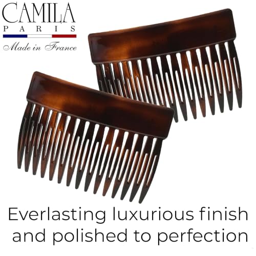Camila Paris CP2942 Tortoise Shell Small French Hair Comb Clips for Elegant Updos