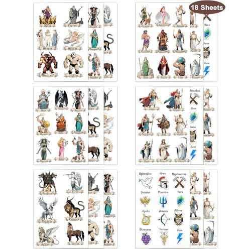 150Pcs Greek Mythology Temporary Tattoos - Greek Mythology Decor & Ancient Greece Decorations - Greek Mythology Party Decorations - Hypoallergenic Temporary Tattoos for Kids
