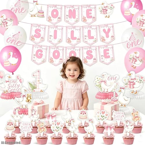 One Silly Goose 1st Birthday Decoration Set - 49 Pieces