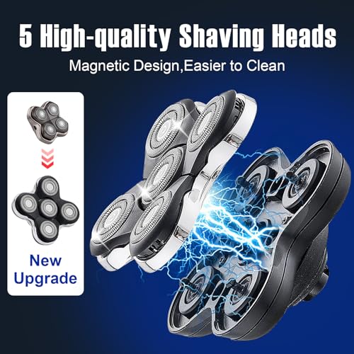 5 Blade Replacement Shaver heads compatible with Skull Shaver for Pitbull Gold PRO/Pitbull Platinum Pro Shaver Heads