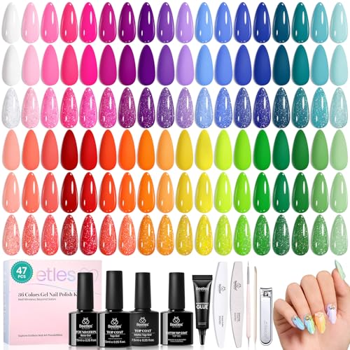 Beetles 47-Piece Gel Nail Polish Kit, 36 Colors with Top & Base Coats