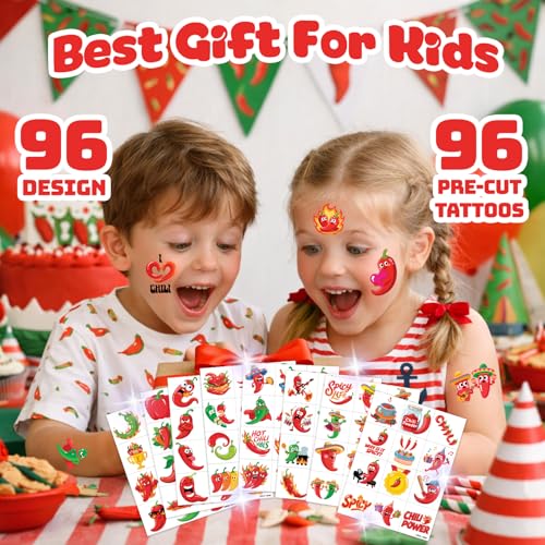 96 PCS Mexican Theme Temporary Tattoos for Kids
