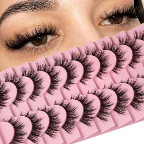 QUNETY Cat Eye False Eyelashes - Wispy Lash Strips for Daily Glam