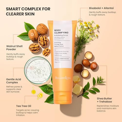 Body Acne Treatment Scrub: Helps Reduce Body Breakouts on Back, Chest, Butt & Thighs - Back Acne Treatment for Men, Women & Teens - Butt Acne Wash with Natural Actives for Smooth Skin