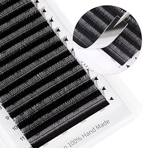 5D W Shape Eyelash Extension Natural Soft Volume 0.07mm D curl 8mm Premade Fans Faux Mink Matte Black Cluster 12 rows